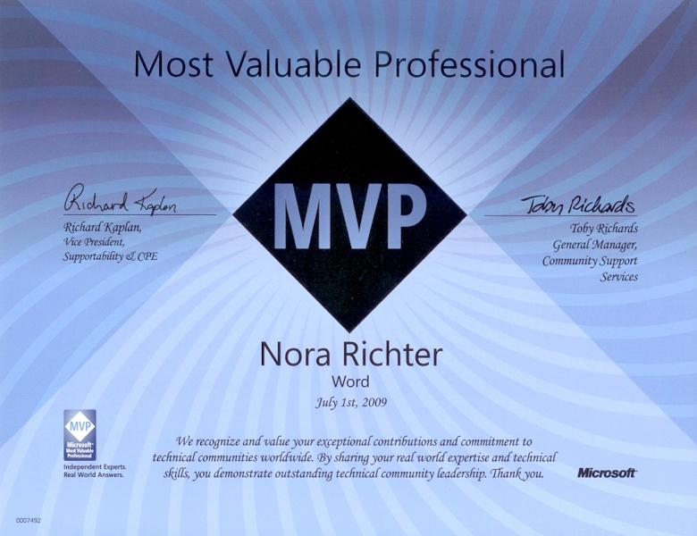 Microsoft Most Valuable Professional MVP Word 2009