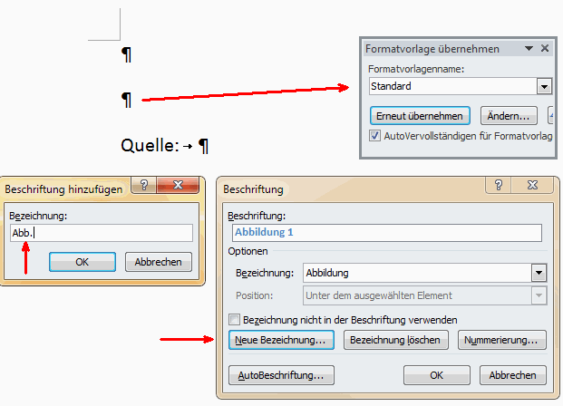 Dialog Beschriftung – Neue Bezeichnung