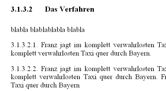 Automatische Nummerierung unterhalb der Gliederung